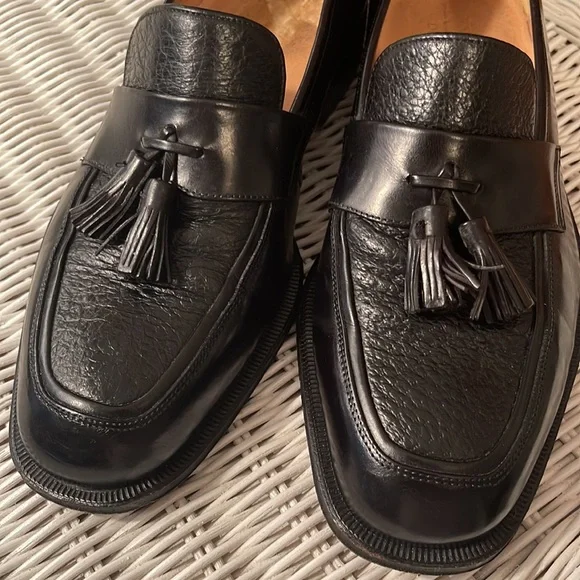 LIKE NEW mens JOHNSTON & MURPHY Black leather shoes. 8M. Worn once. EXCELLENT - Picture 3 of 9